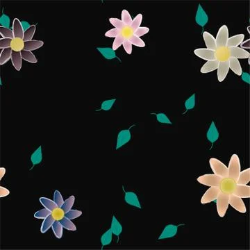 Floral ornamental vector pattern. Seamless design leafs texture. Stock Illustration