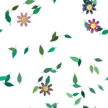 Floral ornamental vector pattern. Seamless design leafs texture. Stock Illustration