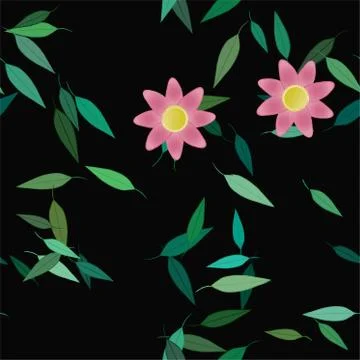 Floral ornamental vector pattern. Seamless design leafs texture. Illustrazione stock