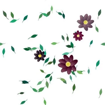 Floral ornamental vector pattern. Seamless design leafs texture. Stock Illustration