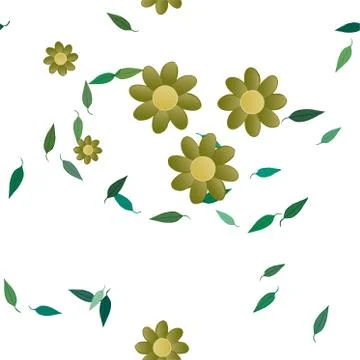 Floral ornamental vector pattern. Seamless design leafs texture. Stock Illustration