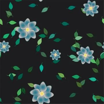 Floral ornamental vector pattern. Seamless design leafs texture. Stock Illustration