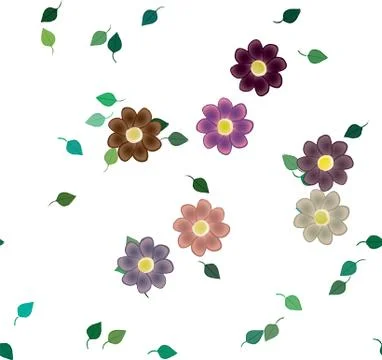 Floral ornamental vector pattern. Seamless design leafs texture. Stock Illustration