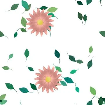 Floral ornamental vector pattern. Seamless design leafs texture. Illustrazione stock