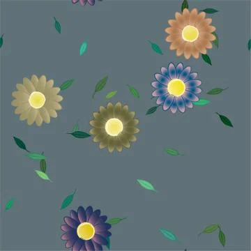 Floral ornamental vector pattern. Seamless design leafs texture. Stock Illustration