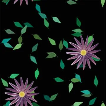 Floral ornamental vector pattern. Seamless design leafs texture. Stock Illustration
