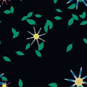 Floral ornamental vector pattern. Seamless design leafs texture. Stock Illustration