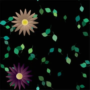 Floral ornamental vector pattern. Seamless design leafs texture. Stock Illustration