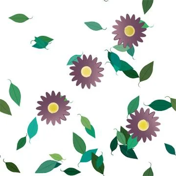 Floral ornamental vector pattern. Seamless design leafs texture. Stock Illustration