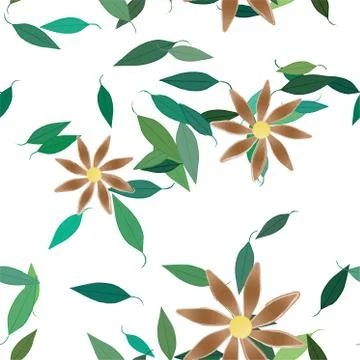 Floral ornamental vector pattern. Seamless design leafs texture. Stock Illustration