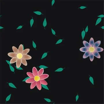 Floral ornamental vector pattern. Seamless design leafs texture. Illustrazione stock