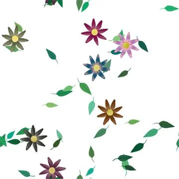 Floral ornamental vector pattern. Seamless design leafs texture. Stock Illustration
