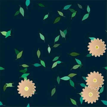 Floral ornamental vector pattern. Seamless design leafs texture. Stock Illustration