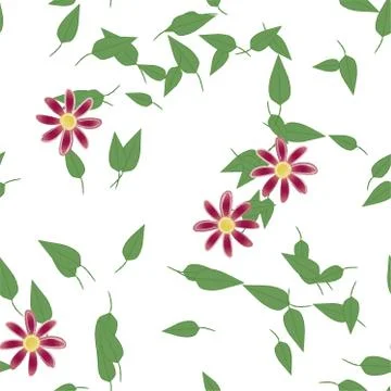 Floral ornamental vector pattern. Seamless design leafs texture. Stock Illustration