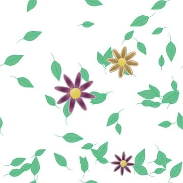 Floral ornamental vector pattern. Seamless design leafs texture. Stock Illustration