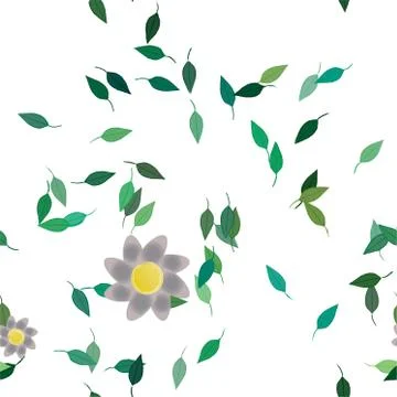 Floral ornamental vector pattern. Seamless design leafs texture. Stock Illustration