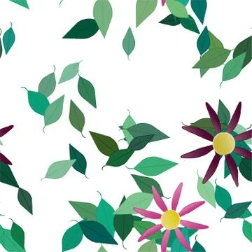 Floral ornamental vector pattern. Seamless design leafs texture. Illustrazione stock