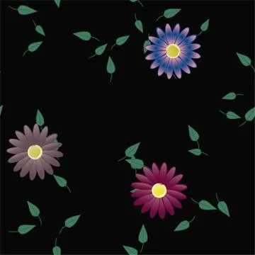 Floral ornamental vector pattern. Seamless design leafs texture. Illustrazione stock