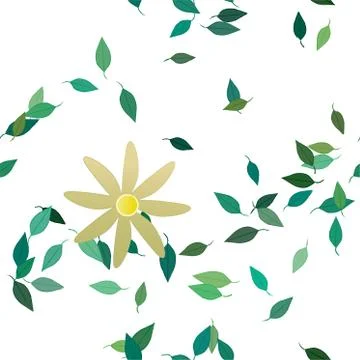 Floral ornamental vector pattern. Seamless design leafs texture. Stock Illustration