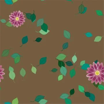 Floral ornamental vector pattern. Seamless design leafs texture. Stock Illustration