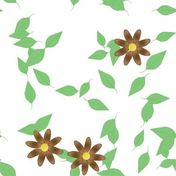 Floral ornamental vector pattern. Seamless design leafs texture. Stock Illustration