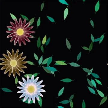 Floral ornamental vector pattern. Seamless design leafs texture. Illustrazione stock