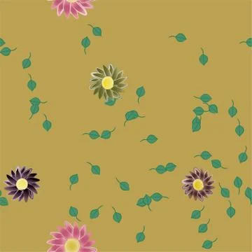 Floral ornamental vector pattern. Seamless design leafs texture. Stock Illustration