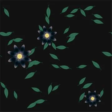 Floral ornamental vector pattern. Seamless design leafs texture. Stock Illustration