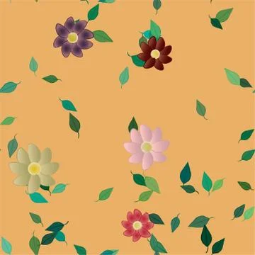 Floral ornamental vector pattern. Seamless design leafs texture. Stock Illustration