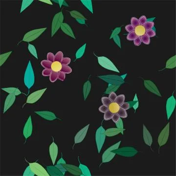 Floral ornamental vector pattern. Seamless design leafs texture. Stock Illustration