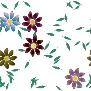 Floral ornamental vector pattern. Seamless design leafs texture. Stock Illustration