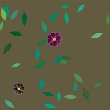 Floral ornamental vector pattern. Seamless design leafs texture. Stock Illustration