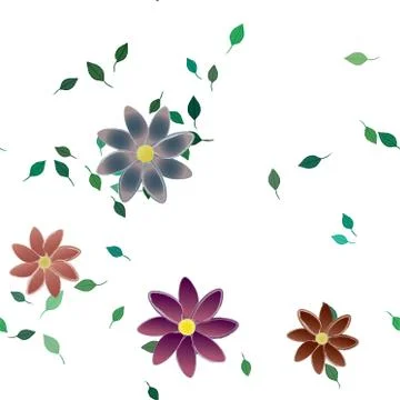 Floral ornamental vector pattern. Seamless design leafs texture. Stock Illustration