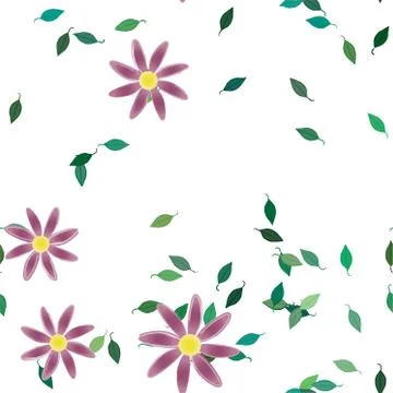 Floral ornamental vector pattern. Seamless design leafs texture. Stock Illustration