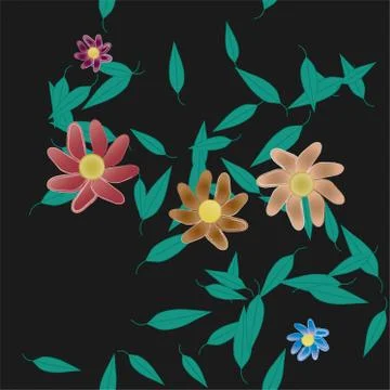 Floral ornamental vector pattern. Seamless design leafs texture. Illustrazione stock