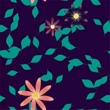 Floral ornamental vector pattern. Seamless design leafs texture. Stock Illustration