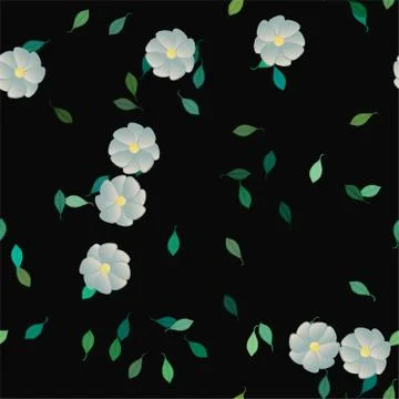 Floral ornamental vector pattern. Seamless design leafs texture. Stock Illustration