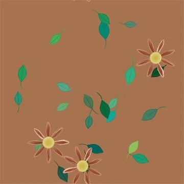 Floral ornamental vector pattern. Seamless design leafs texture. Stock Illustration