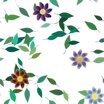 Floral ornamental vector pattern. Seamless design leafs texture. 스톡 일러스트