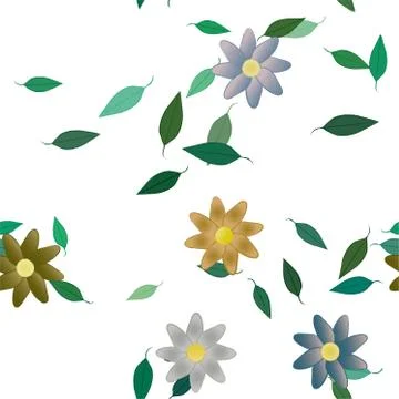 Floral ornamental vector pattern. Seamless design leafs texture. Stock Illustration