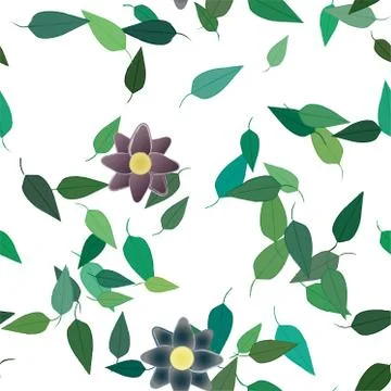 Floral ornamental vector pattern. Seamless design leafs texture. Stock Illustration