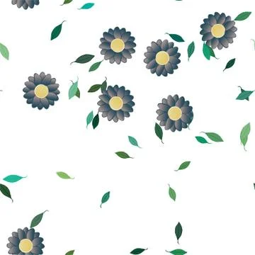 Floral ornamental vector pattern. Seamless design leafs texture. Stock Illustration