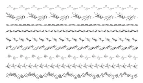 Floral ornaments set. Flourish patterns. Calligraphic antique borders. Retro Stock Illustration