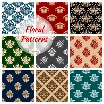 Floral ornate vector patterns set 스톡 일러스트