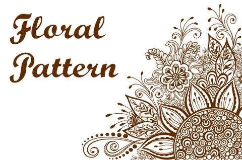 Floral Outline Calligraphic Pattern Stock Illustration