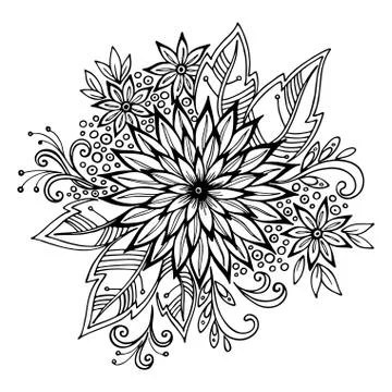 Floral Outline Calligraphic Pattern Stock Illustration