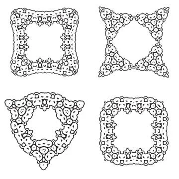 Floral outline frames and borders. Monogram mono line style. Vector design el Stock Illustration
