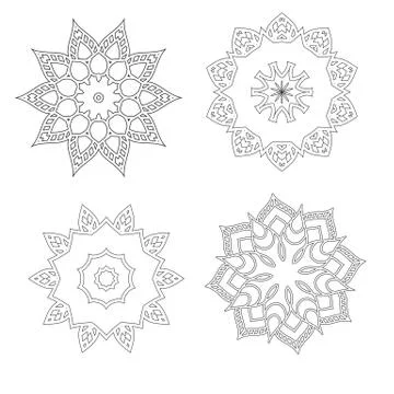 Floral outline frames and borders. Monogram mono line style. Vector design el 스톡 일러스트