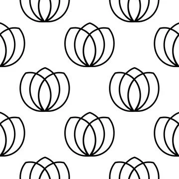 Floral outline seamless pattern 2 Stock Illustration