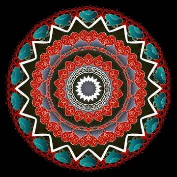 Floral Paisley mandala pattern. Vector greek ornamental background. Ethnic st Stock Illustration